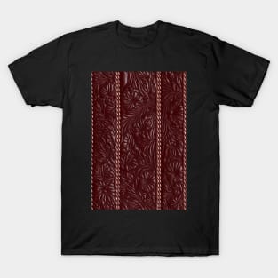 Dark Brown Ornamental Leather Stripes, natural and ecological leather print #66 T-Shirt